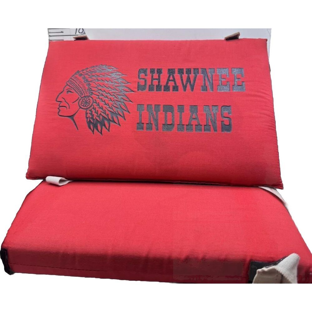 Shawnee Indians Football 2 Vintage Seat Cushions Red With Chief Logo Plymouth PA - Picture 3 of 15